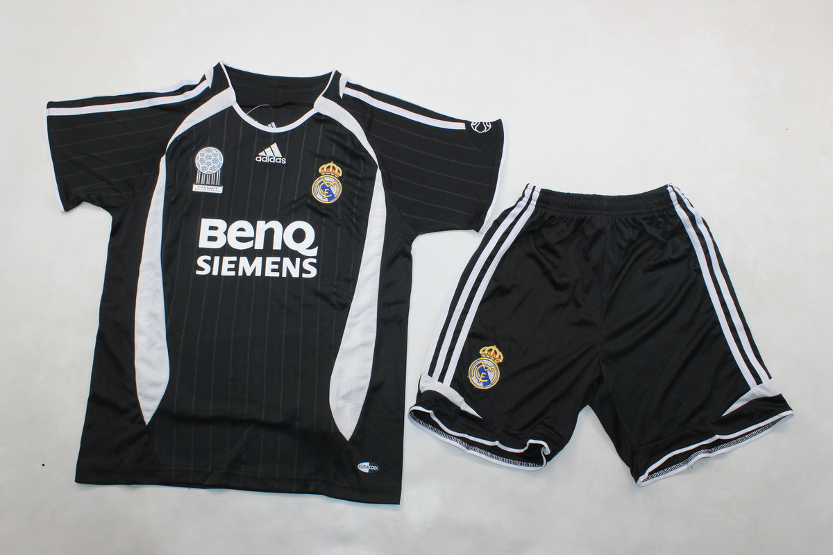 Kids-Real Madrid 06/07 Away Black Soccer Jersey